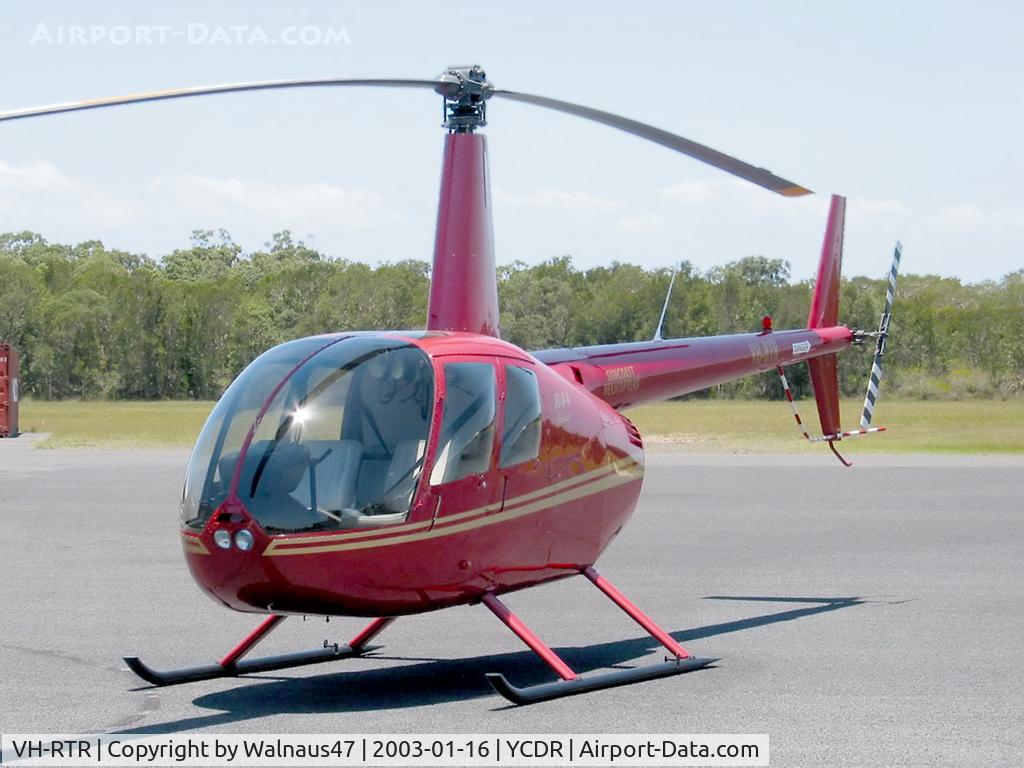 VH-RTR, 2001 Robinson R44 C/N 1048, Front Port side view of Suncoast Helicopters Robinson R44 Raven VH-RTR Cn 1048 at Caloundra YCDR QLD on 16Jan2003.