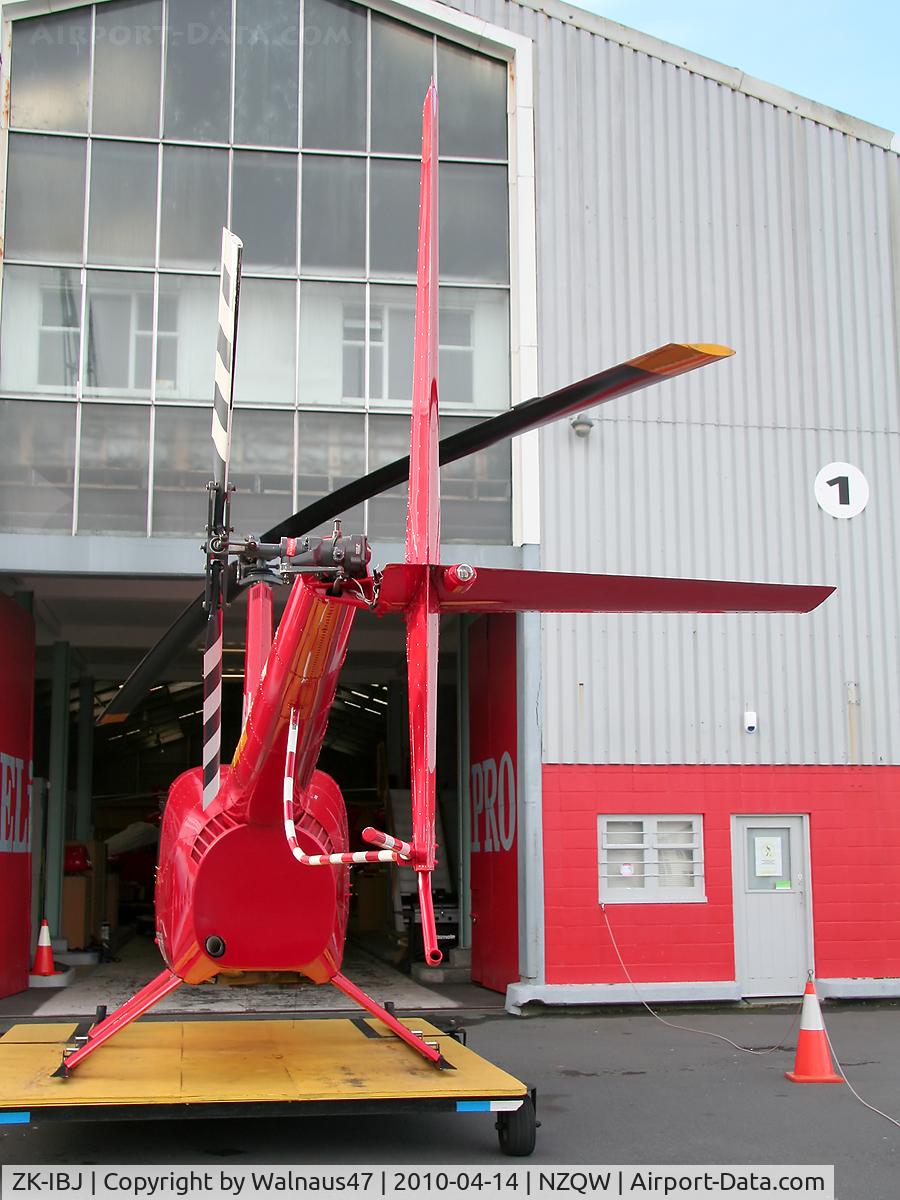 ZK-IBJ, Robinson R44 C/N 1008, Rear view of Helipro Robinson R44 Raven ZK-IBJ Cn 1008 parked on a ground handling platform at NZQW Wellington - Queens Wharf Heliport NZ - on 14Apr2010.