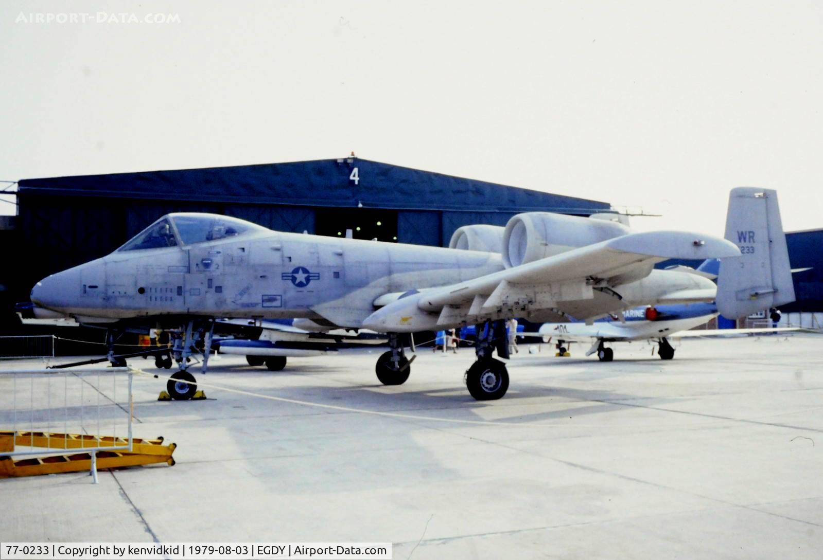 77-0233, 1977 Fairchild Republic A-10A Thunderbolt II C/N A10-0158, On static display at the 1979 Yeovilton air show.