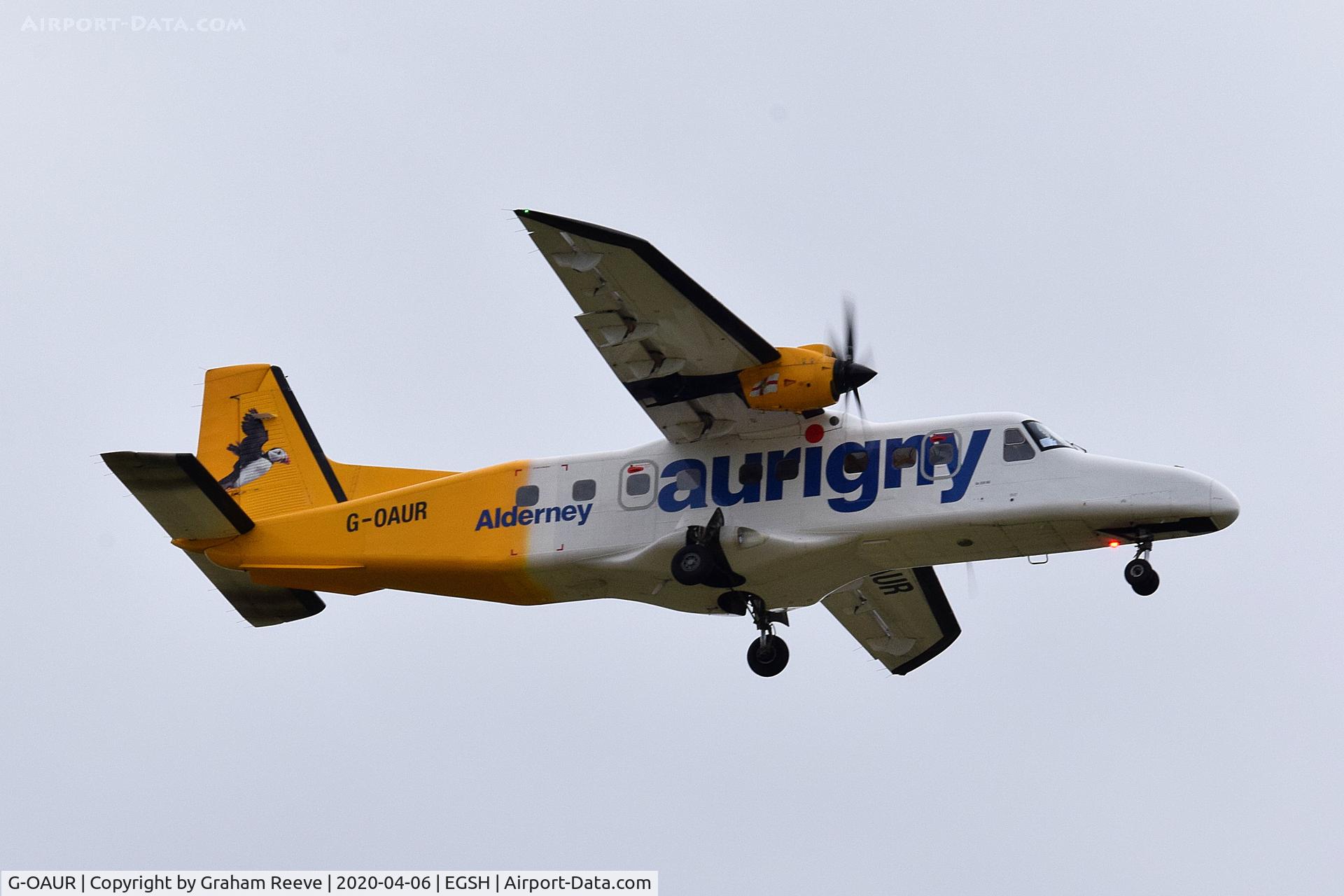 G-OAUR, 2012 Dornier (RUAG) Do.228-212NG C/N 8305, On approach to Norwich, over Beeston.