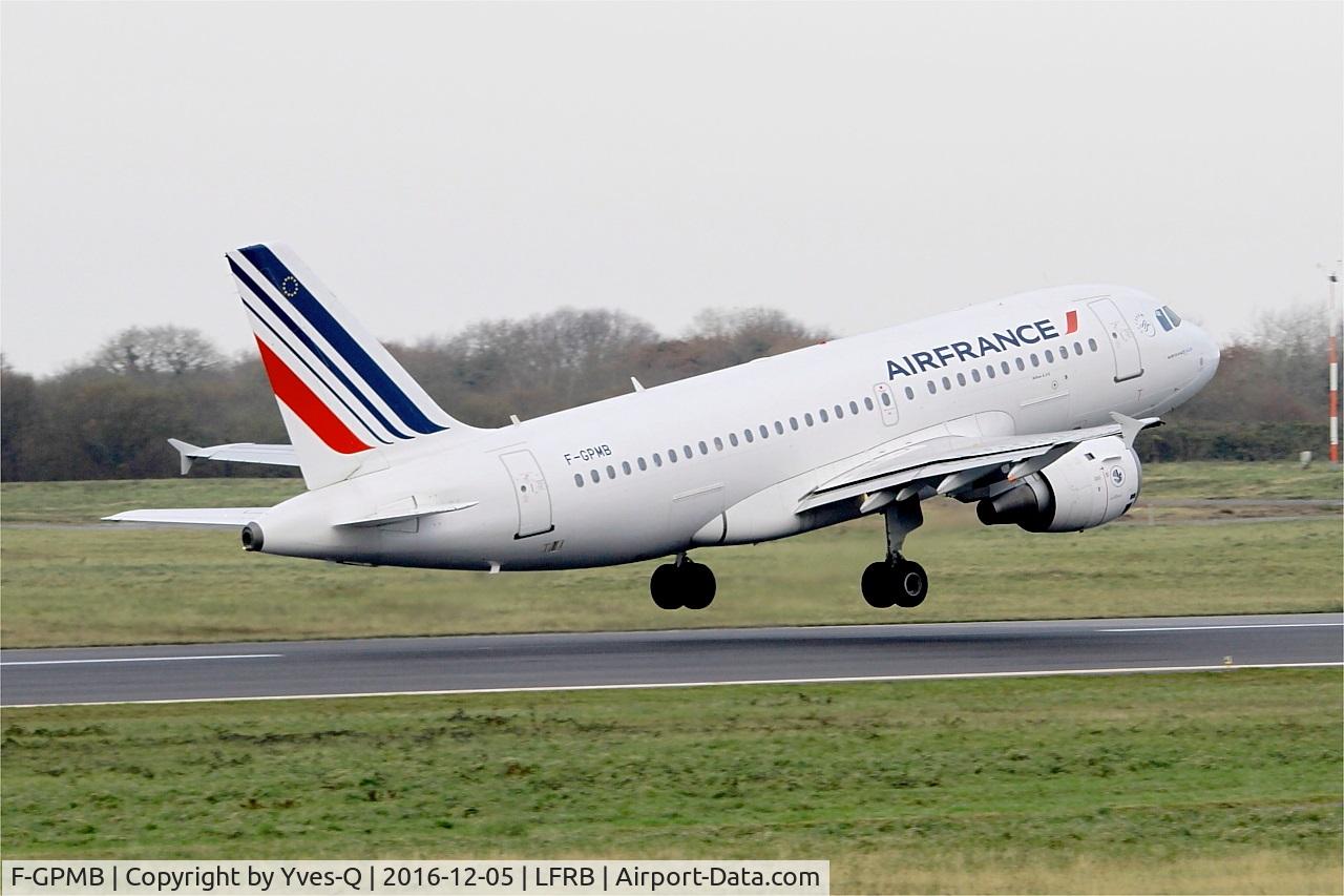 F-GPMB, 1996 Airbus A319-113 C/N 600, Airbus A319-113, Take off rwy 07R, Brest-Bretagne airport (LFRB-BES)