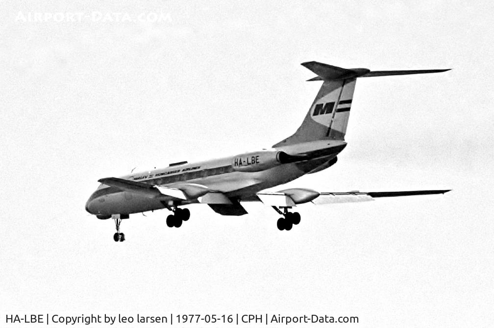 HA-LBE, 1969 Tupolev Tu-134 C/N 8350802, Copenhagen 16.5.1977