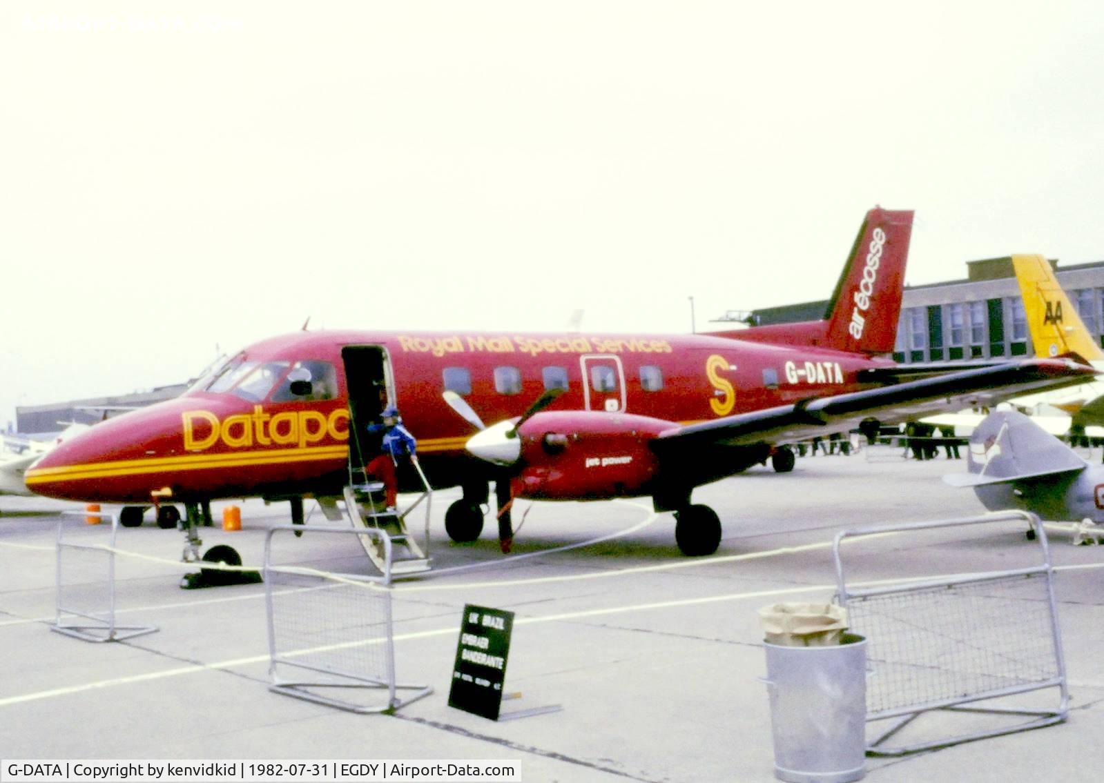 G-DATA, 1979 Embraer EMB-110P2 Bandeirante C/N 110201, On static display at the 1982 Yeovilton air show.