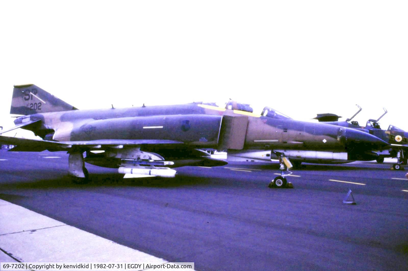 69-7202, 1969 McDonnell Douglas F-4G Phantom II C/N 3855, On static display at the 1982 Yeovilton air show.