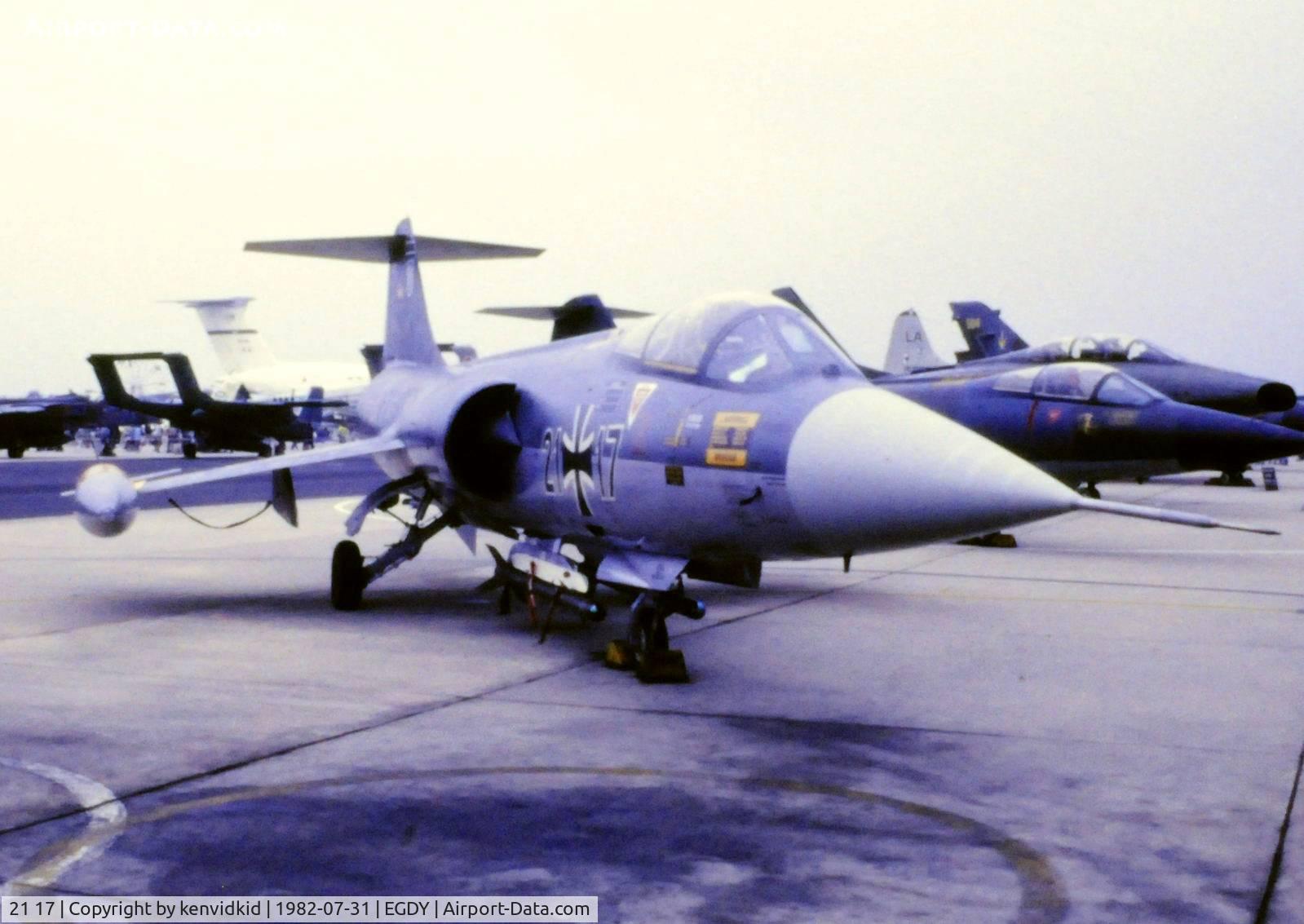 21 17, Lockheed RF-104G Starfighter C/N 683-6672, On static display at the 1982 Yeovilton air show.