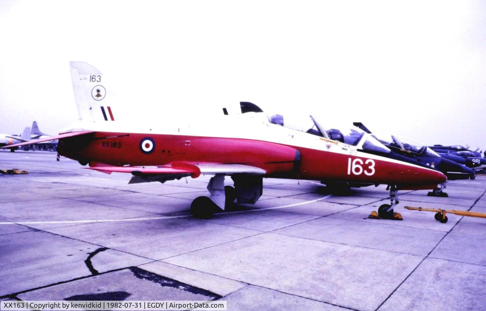 XX163, 1976 Hawker Siddeley Hawk T.1 C/N 010/312010, On static display at the 1982 Yeovilton air show.
