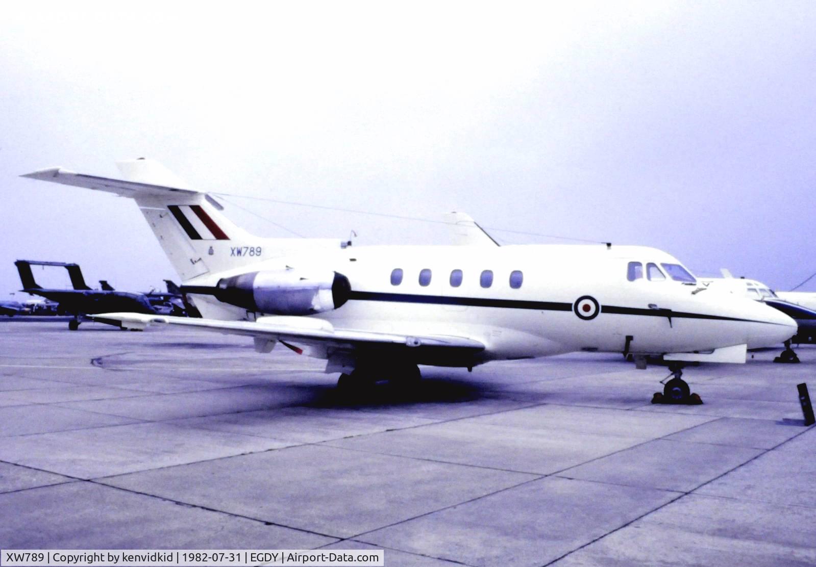 XW789, 1971 Hawker Siddeley HS.125 CC.1 C/N 25264, On static display at the 1982 Yeovilton air show.