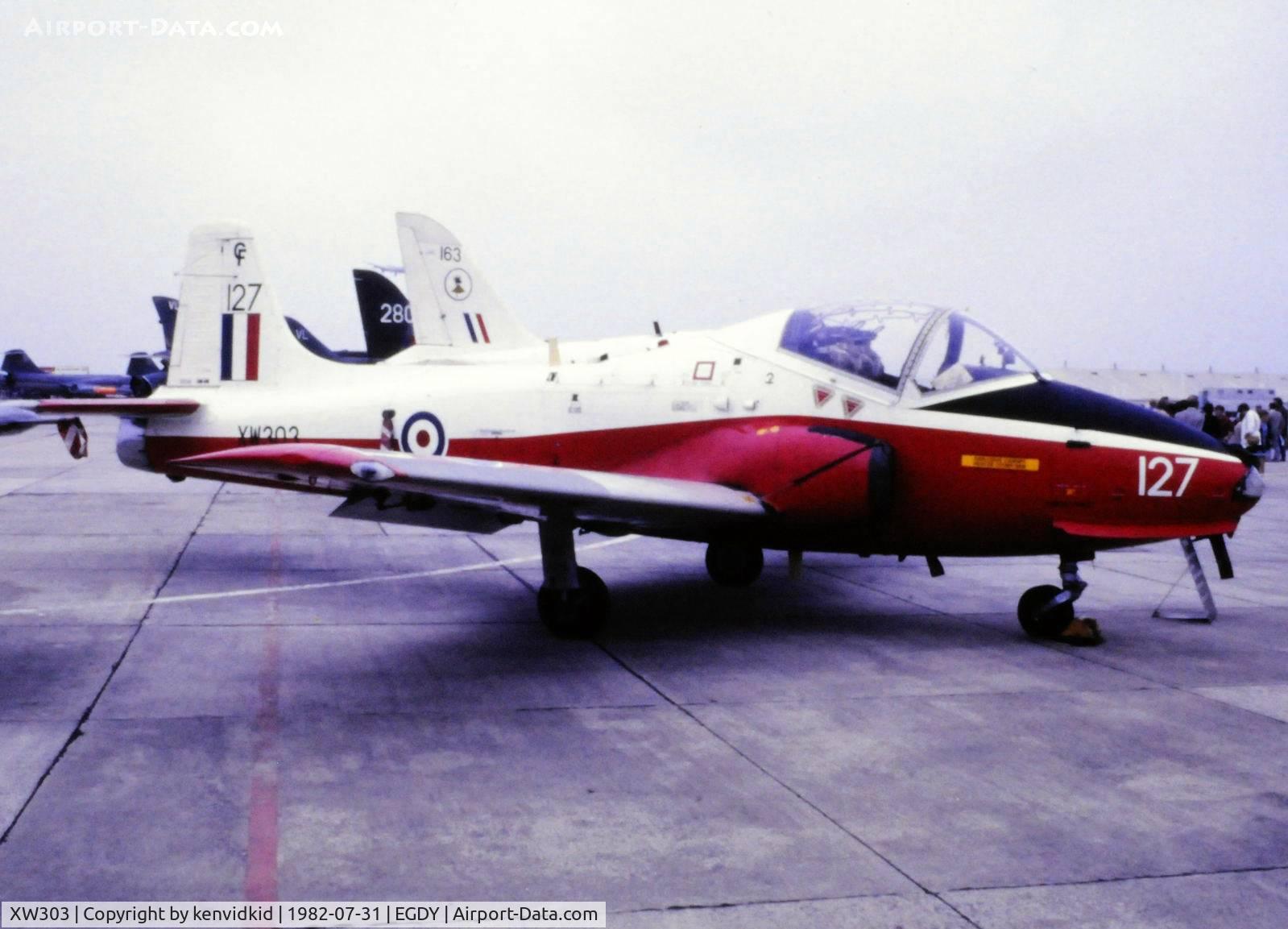 XW303, 1970 BAC 84 Jet Provost T.5A C/N EEP/JP/967, On static display at the 1982 Yeovilton air show.