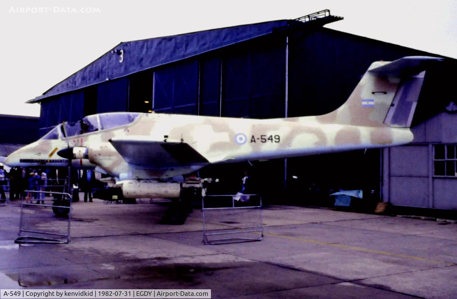A-549, FMA IA-58A Pucará C/N 050, On static display at the 1982 Yeovilton air show.