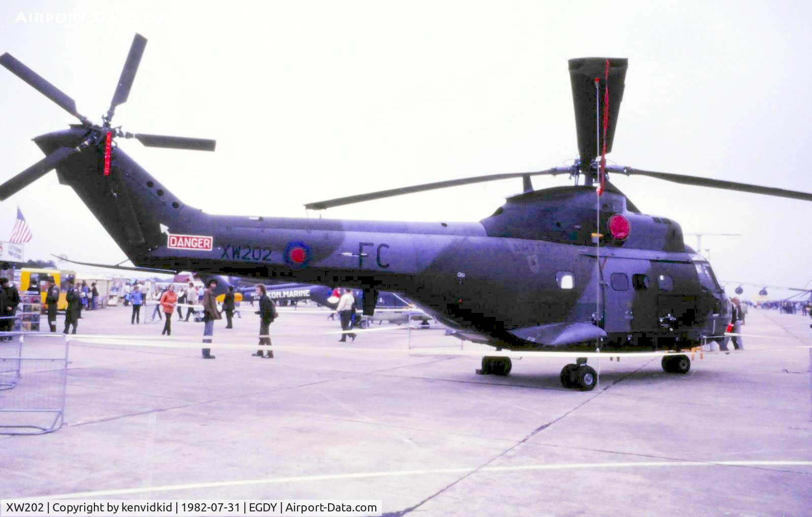 XW202, 1971 Westland Puma HC.1 C/N 1061/F9749, On static display at the 1982 Yeovilton air show.