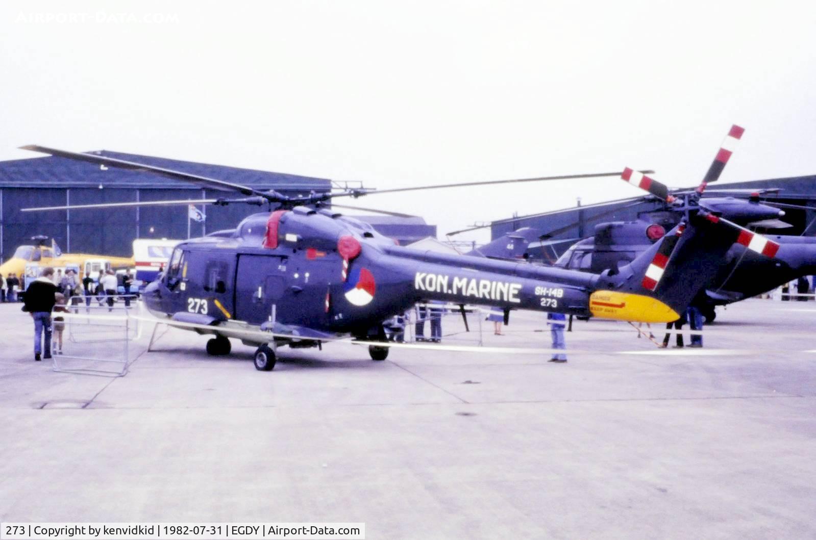 273, 1979 Westland SH-14D Lynx C/N 130, On static display at the 1982 Yeovilton air show.