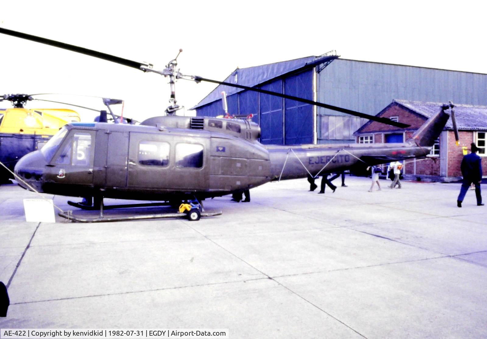 AE-422, Bell UH-1H Iroquois C/N 13844, On static display at the 1982 Yeovilton air show.