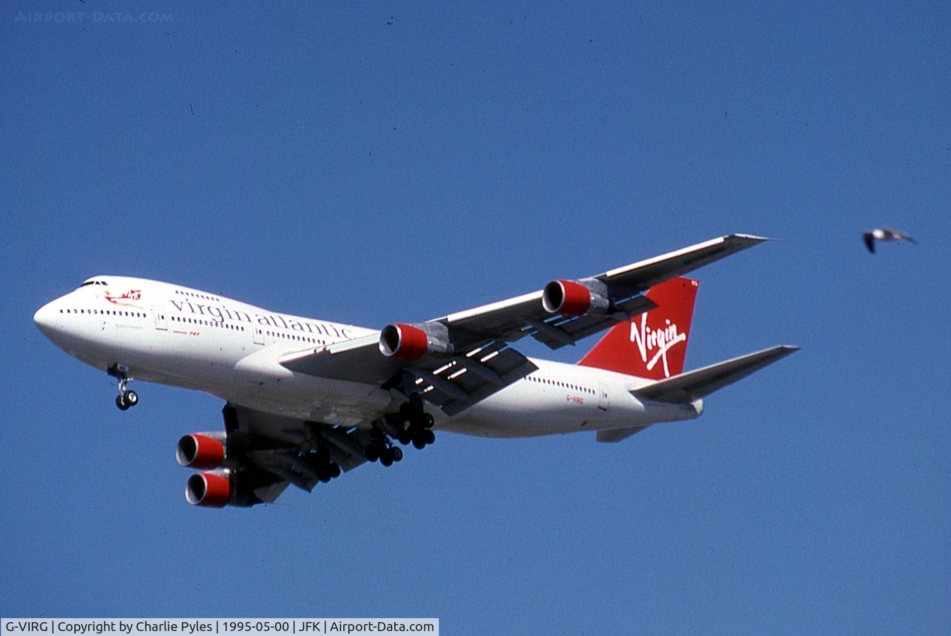 G-VIRG, 1975 Boeing 747-287B C/N 21189, Didn't really notice the bird, but it appears to be an eagle, but at JFK?