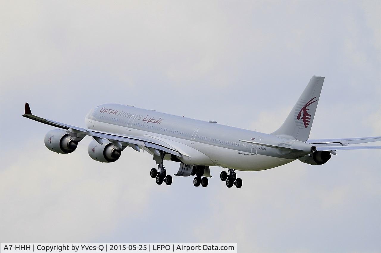 A7-HHH, 2003 Airbus A340-541 C/N 495, Airbus A340-541, Cimbing from rwy 24, Paris-Orly airport (LFPO-ORY)