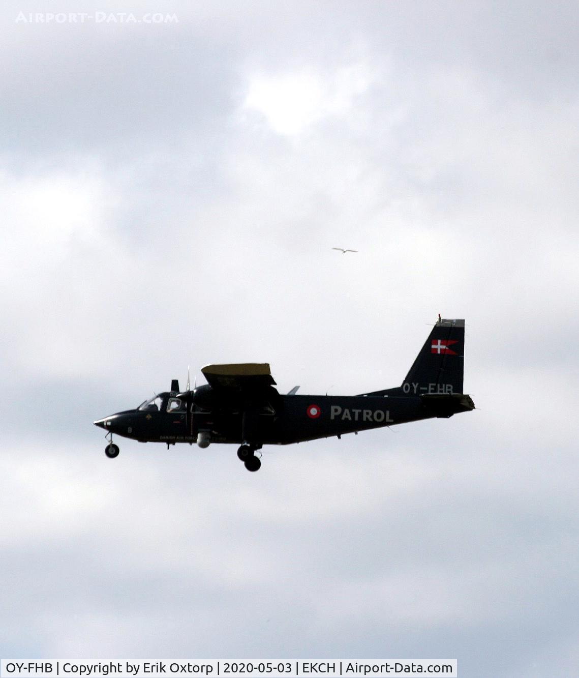 OY-FHB, 1976 Britten-Norman BN-2B-21 Defender C/N 531, OY-FHB landing rw 22L