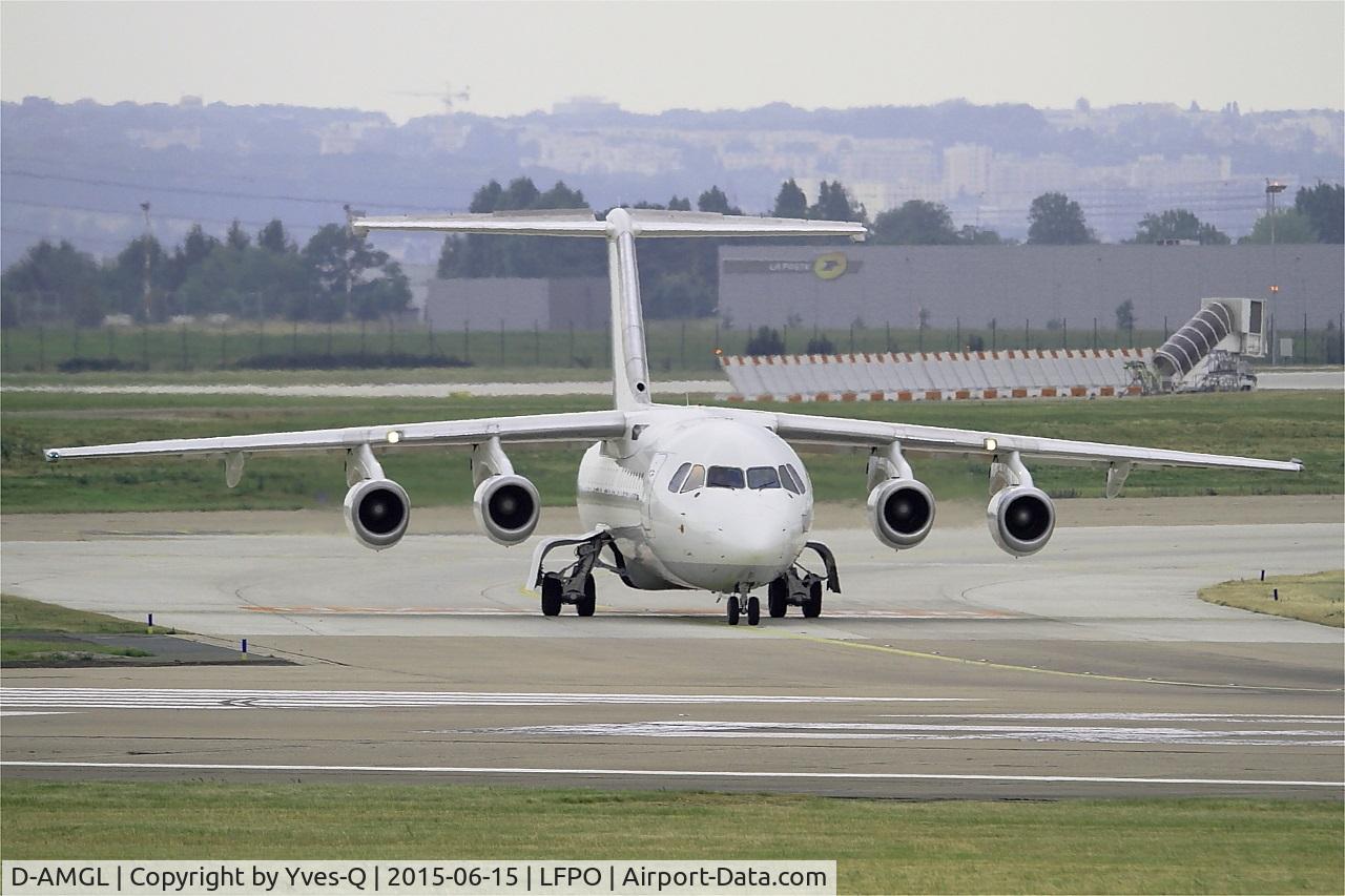 D-AMGL, 1986 British Aerospace BAe.146-200 C/N E2055, British Aerospace BAe.146-200, Holding point rwy 08, Paris-Orly Airport (LFPO-ORY)