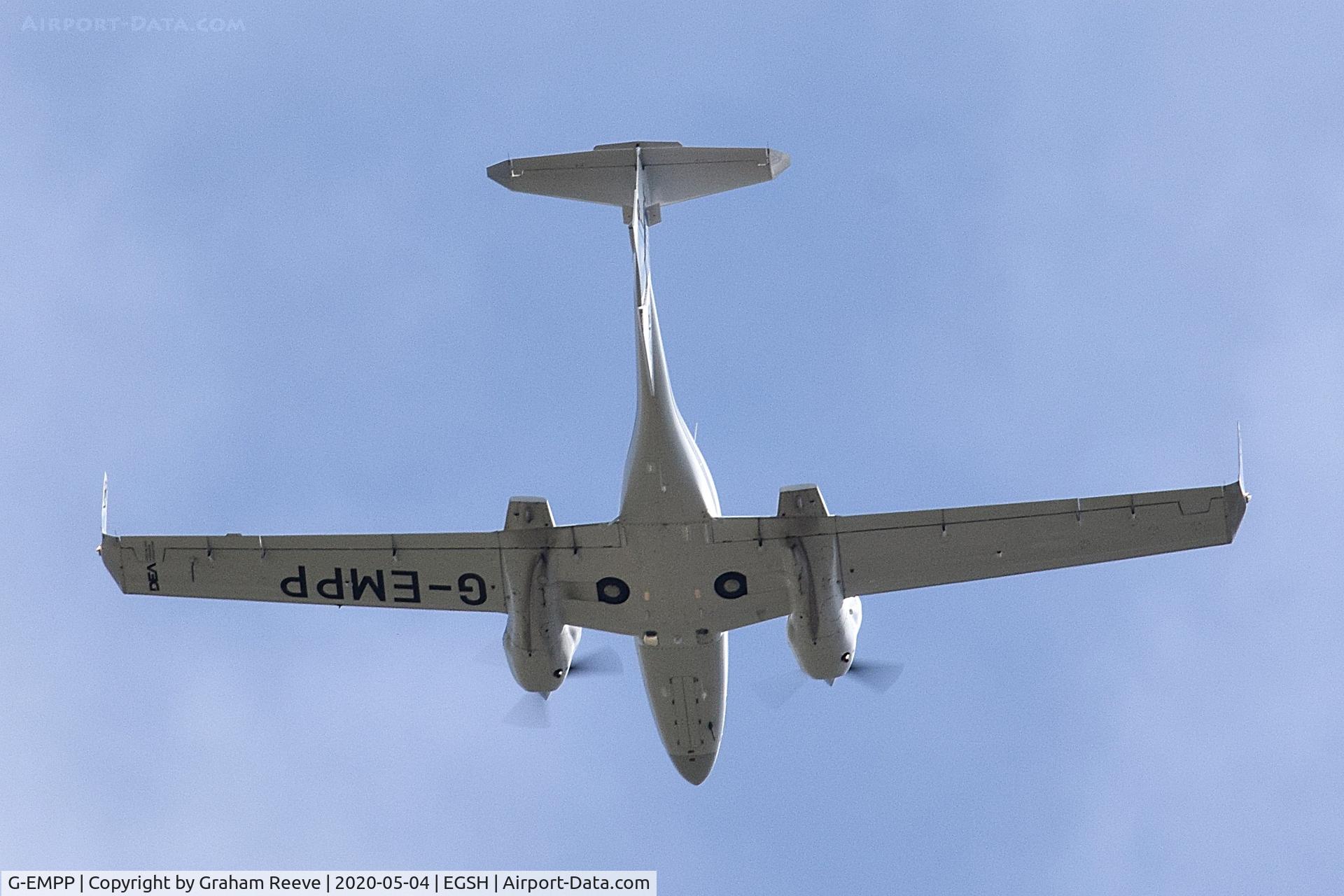 G-EMPP, 2008 Diamond DA-42MPP Guardian Twin Star C/N 42-M011, Overhead Spixworth.