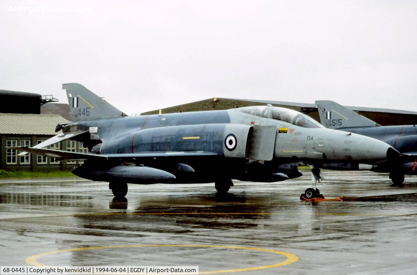 68-0445, 1986 McDonnell Douglas F-4E Phantom II C/N 3585, On static display at the RNAS Yeovilton 1994 50th Anniversary of D Day photocall. It rained all day.