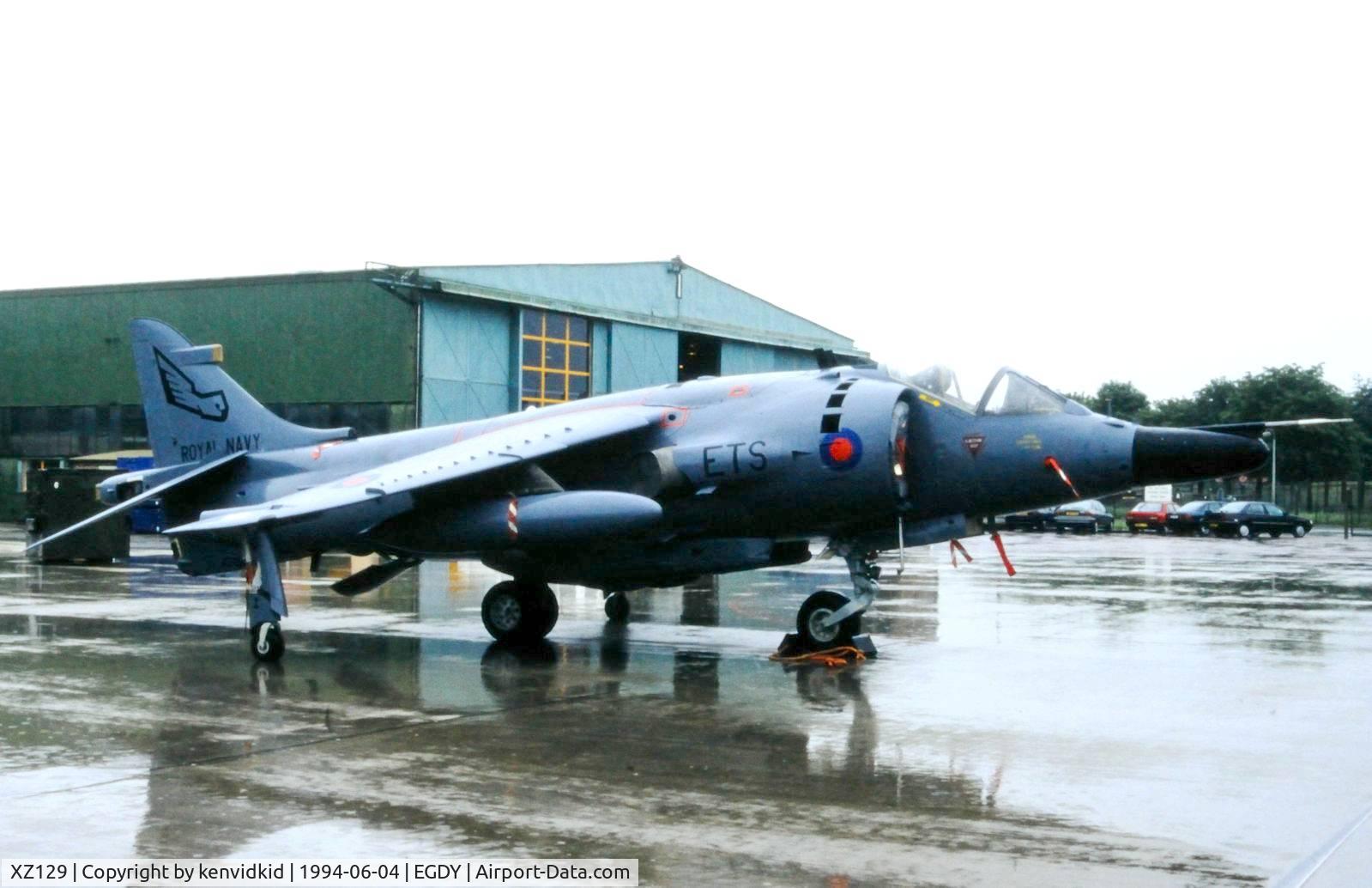 XZ129, 1976 Hawker Siddeley Harrier GR.3 C/N 712188, On static display at the RNAS Yeovilton 1994 50th Anniversary of D Day photocall. It rained all day.