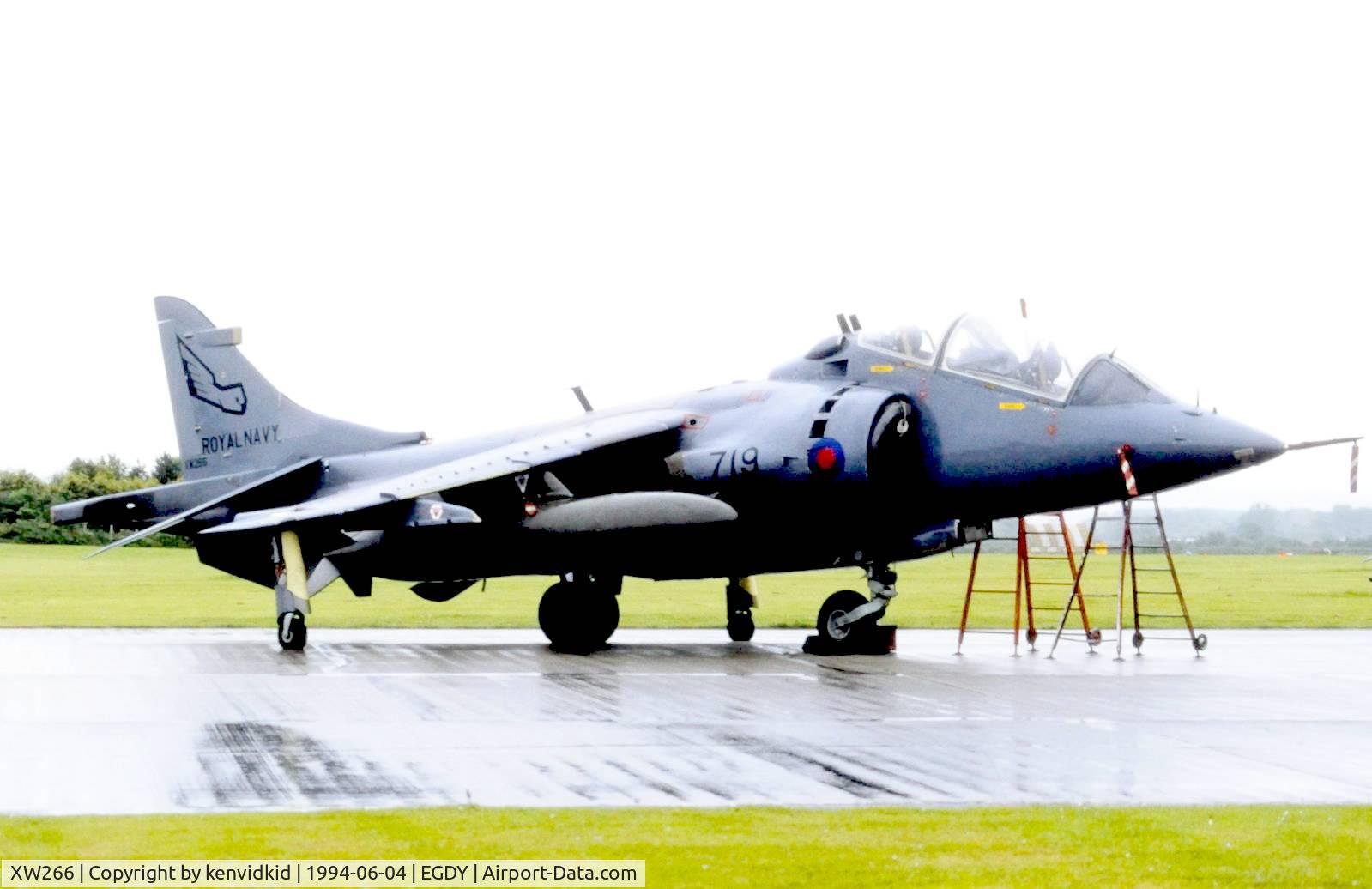 XW266, 1970 Hawker Siddley Harrier T4A C/N 212005, On static display at the RNAS Yeovilton 1994 50th Anniversary of D Day photocall. It rained all day.
