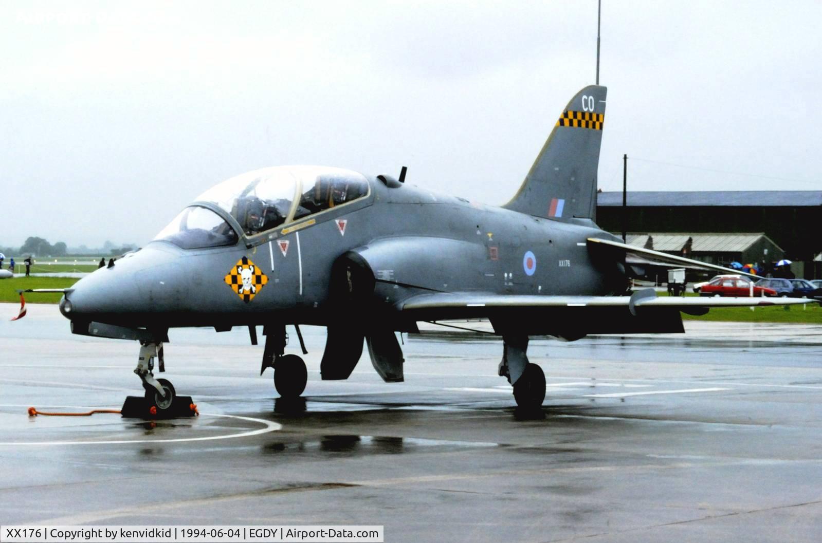 XX176, 1977 Hawker Siddeley Hawk T.1 C/N 023/312023, On static display at the RNAS Yeovilton 1994 50th Anniversary of D Day photocall. It rained all day.
