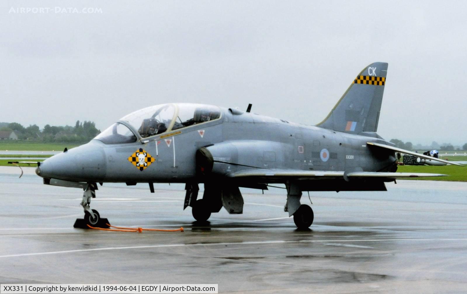 XX331, 1980 Hawker Siddeley Hawk T.1A C/N 177/312155, On static display at the RNAS Yeovilton 1994 50th Anniversary of D Day photocall. It rained all day.