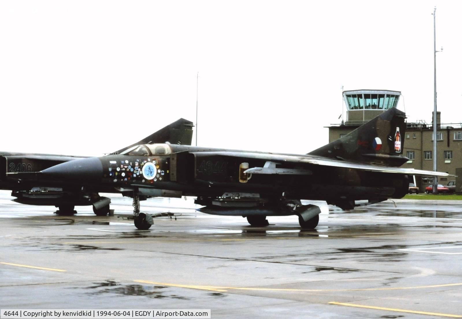 4644, Mikoyan-Gurevich MiG-23ML C/N 0390324644, On static display at the RNAS Yeovilton 1994 50th Anniversary of D Day photocall. It rained all day.