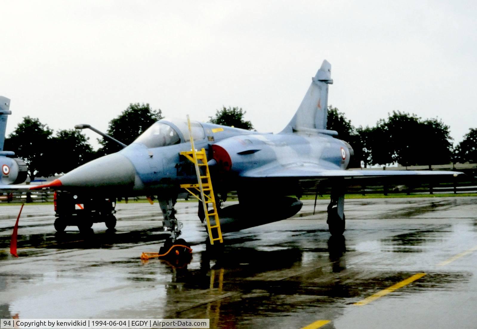 94, Dassault Mirage 2000C C/N 352, On static display at the RNAS Yeovilton 1994 50th Anniversary of D Day photocall. It rained all day.