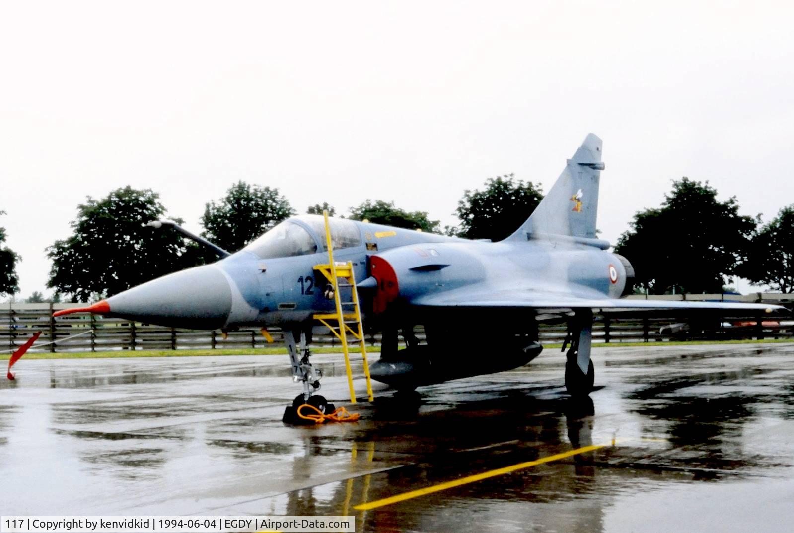 117, Dassault Mirage 2000C C/N 384, On static display at the RNAS Yeovilton 1994 50th Anniversary of D Day photocall. It rained all day.