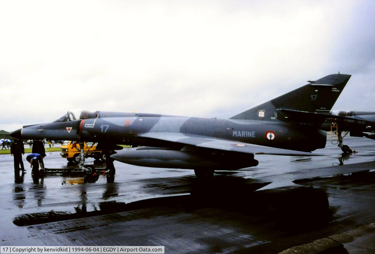 17, Dassault Super Etendard C/N 66, On static display at the RNAS Yeovilton 1994 50th Anniversary of D Day photocall. It rained all day.