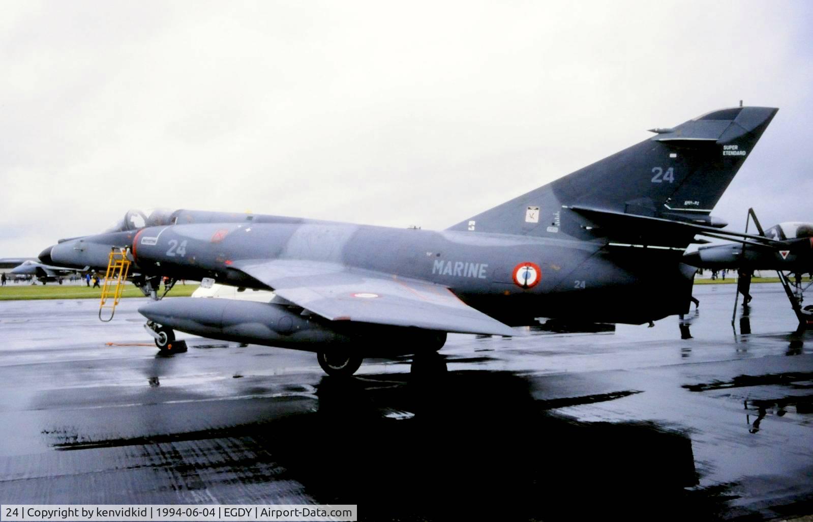 24, Dassault Super Etendard C/N 24, On static display at the RNAS Yeovilton 1994 50th Anniversary of D Day photocall. It rained all day.
