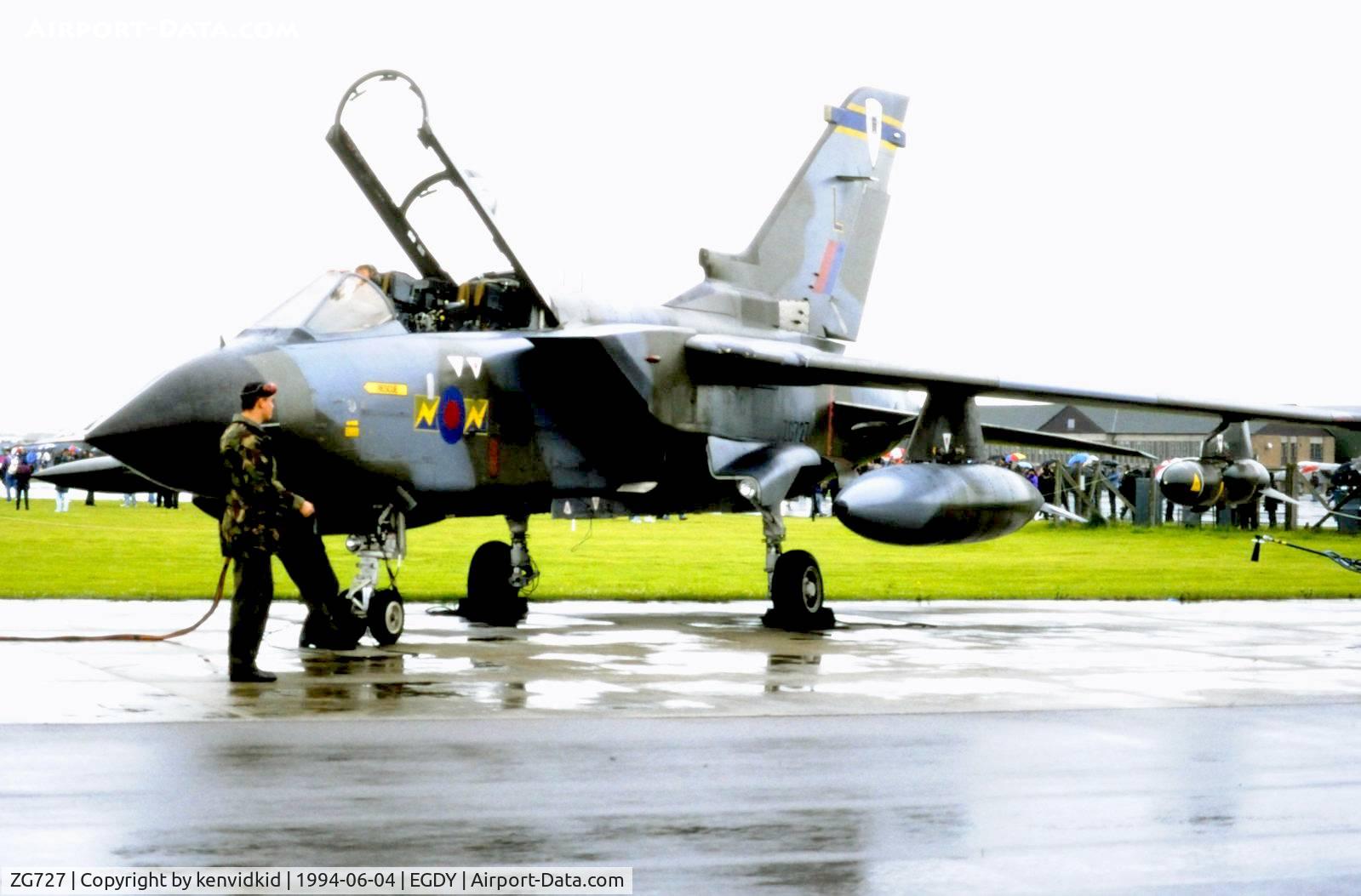 ZG727, 1990 Panavia Tornado GR.1A C/N 832/BT184/3402, On static display at the RNAS Yeovilton 1994 50th Anniversary of D Day photocall. It rained all day.