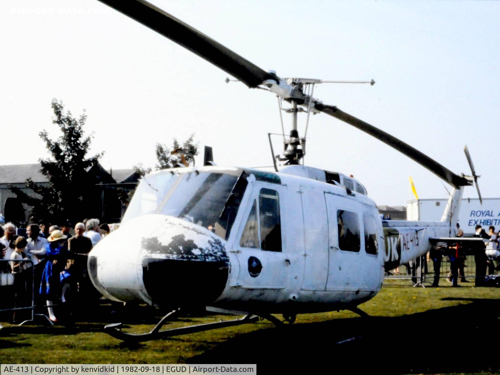 AE-413, 1973 Bell UH-1H Iroquois C/N 13560, On static display at the 1982 Abingdon air show.