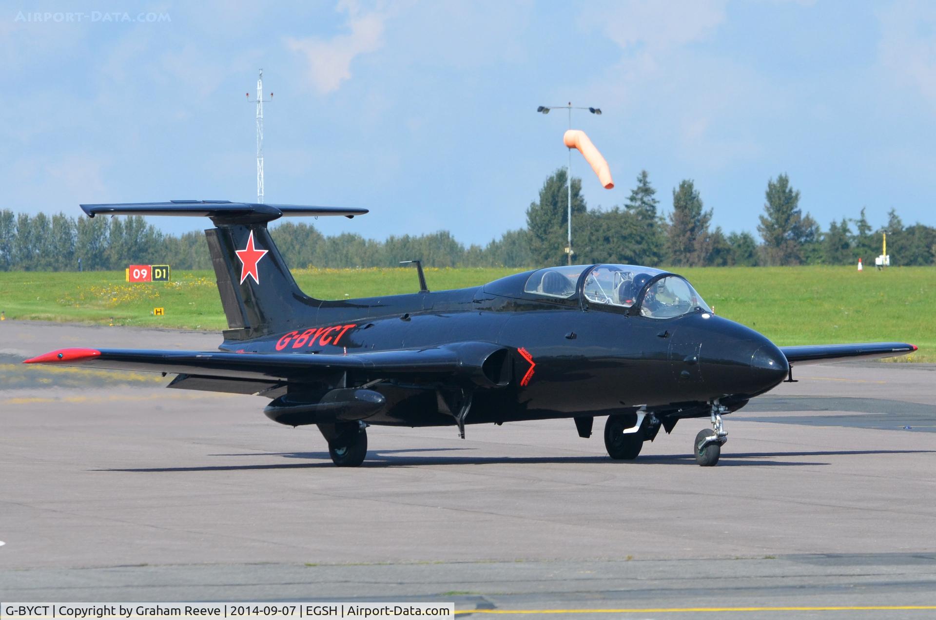 G-BYCT, 1973 Aero L-29 Delfin C/N 395142, Departing from Norwich.