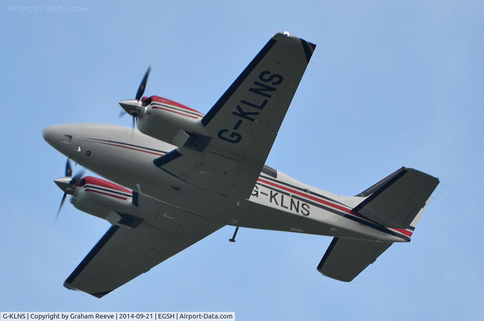 G-KLNS, 2013 Beechcraft G58 Baron C/N TH-2374, Departing from Norwich.