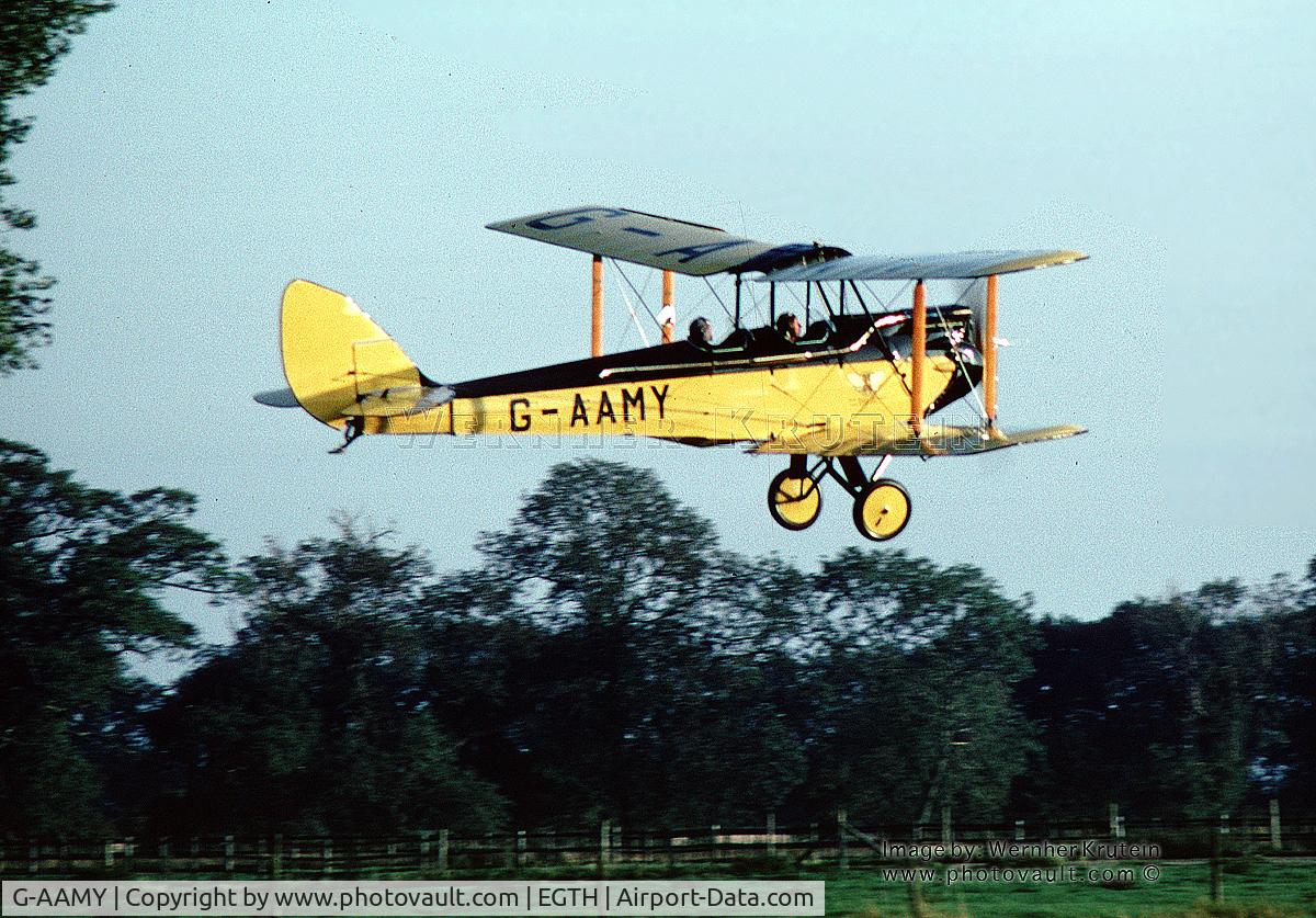 G-AAMY, 1929 Moth Aircraft DH-60M Gipsy Moth C/N 86, G-AAMY flying at the Old Warden Aerodrome February 1980