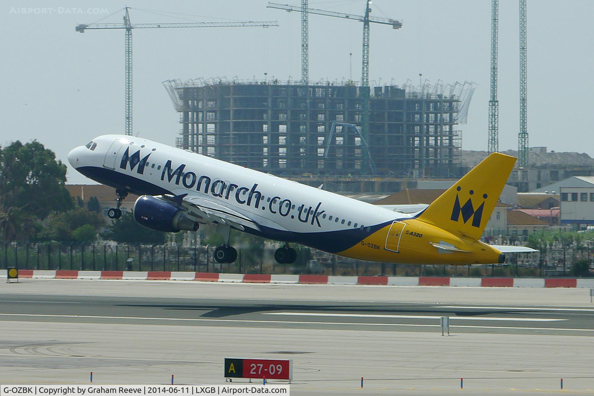 G-OZBK, 2000 Airbus A320-214 C/N 1370, Departing from Gibraltar.