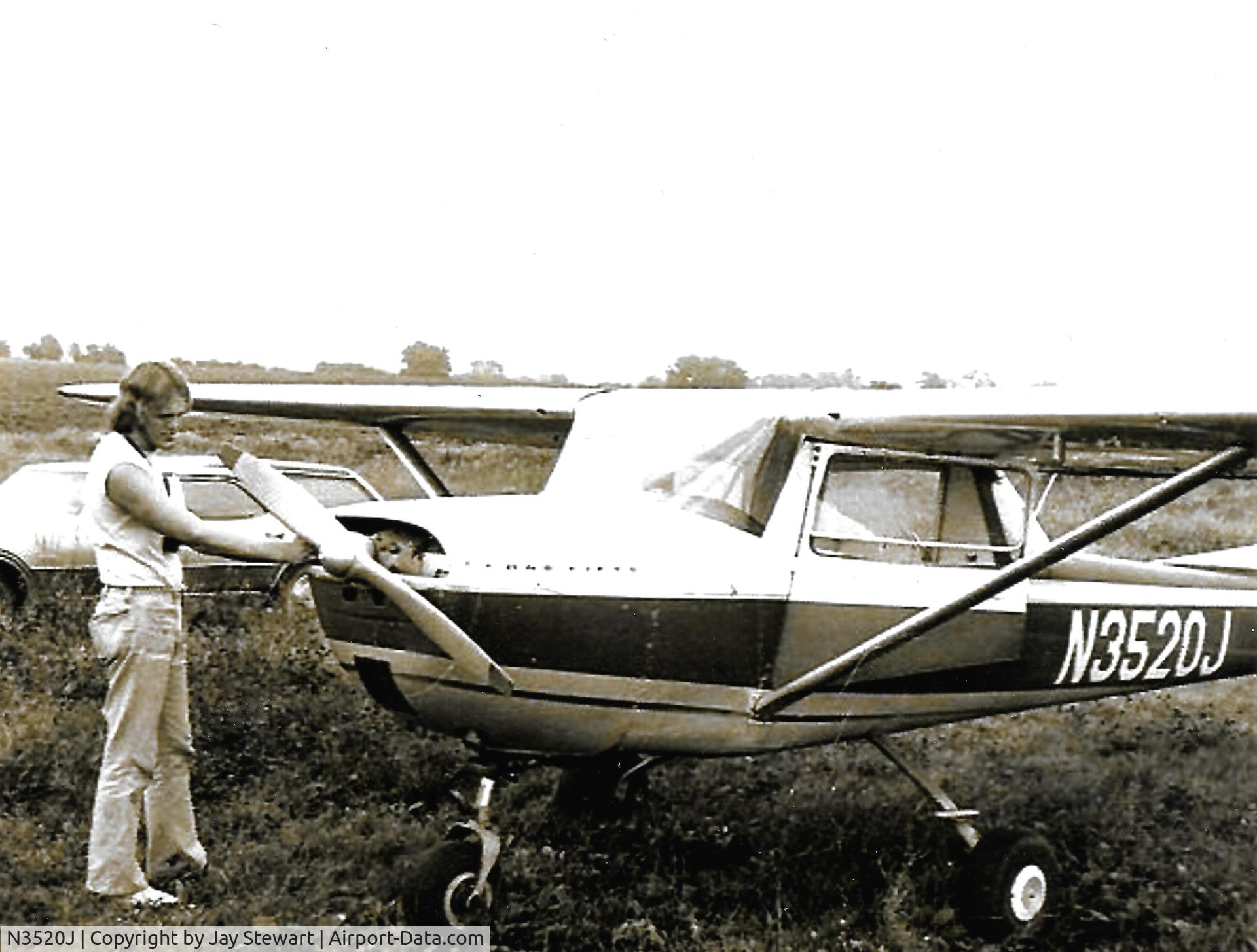 N3520J, 1965 Cessna 150E C/N 15061220, Pre-flight at Kansas City Suburban Airport / Bonner Springs Airport (abandoned now) in 1973.