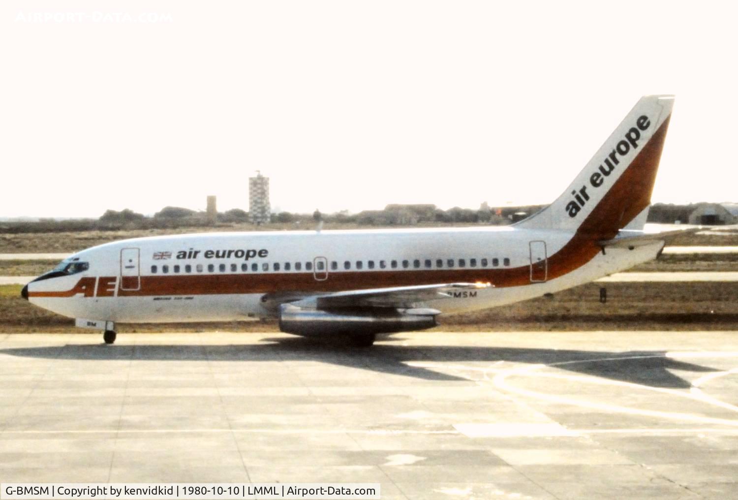 G-BMSM, 1980 Boeing 737-2S3 C/N 22279, At Luqa, Malta, scanned from slide.