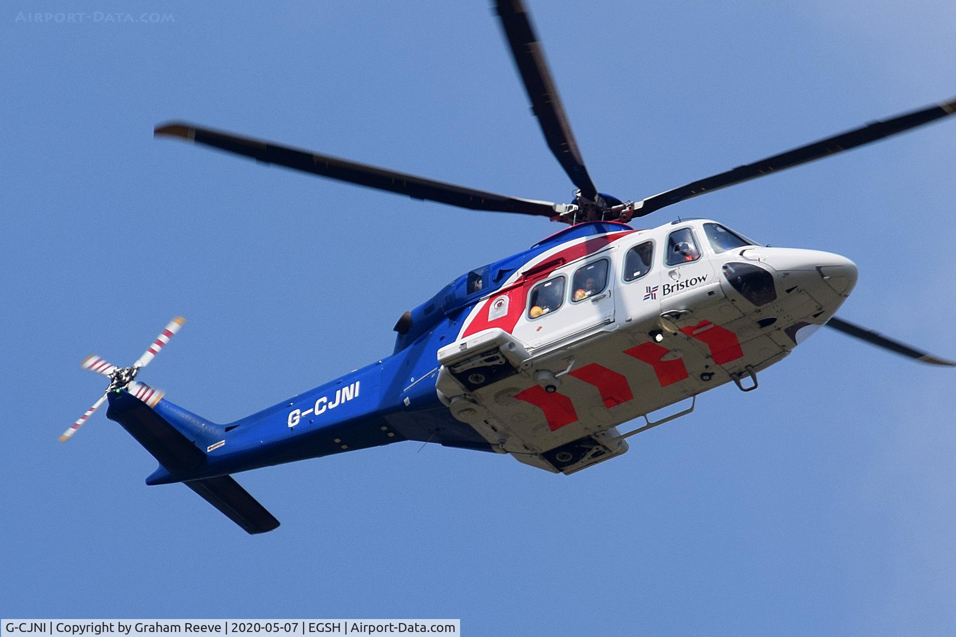 G-CJNI, 2014 AgustaWestland AW-139 C/N 41374, Departing from Norwich and transiting over Spixworth.