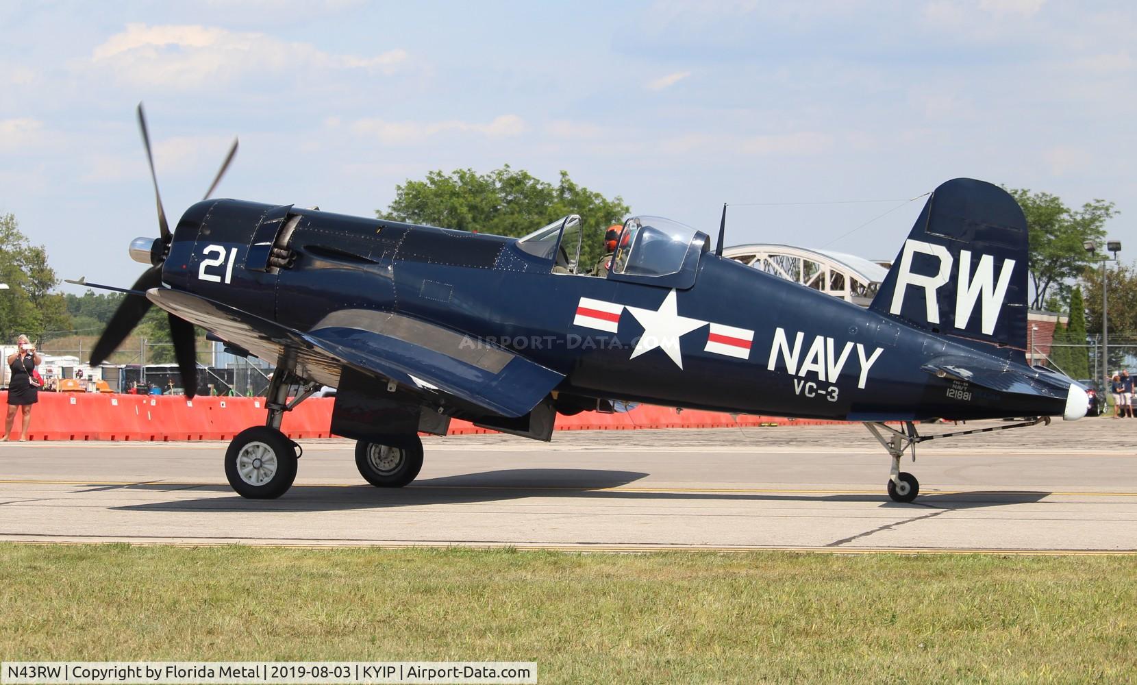 N43RW, Vought F4U-5 Corsair C/N Not found (Bu121881), Thunder Over Michigan 2019