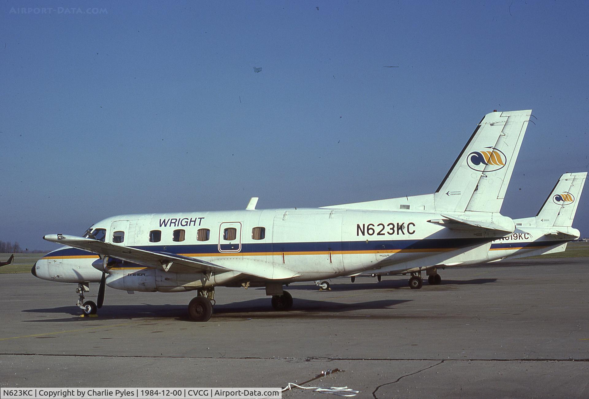 N623KC, 1981 Embraer EMB-110P1 Bandeirante C/N 110.353, On Comair's South Ramp in December 1984 awaiting Comair colors