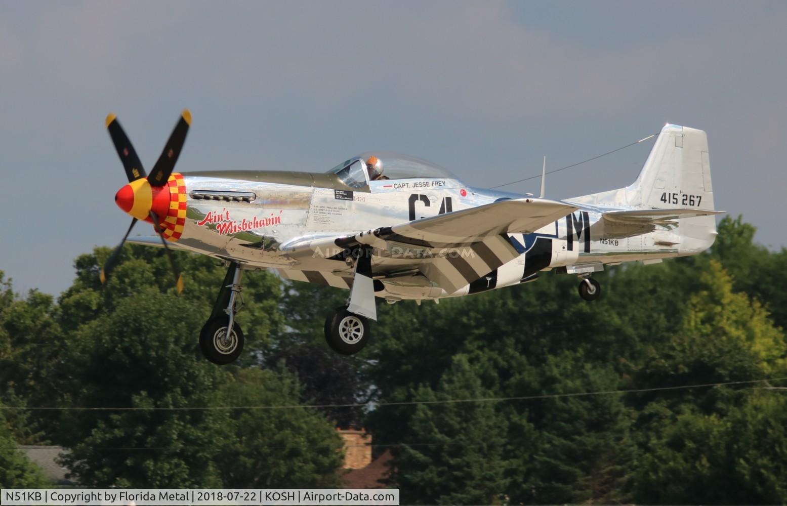 N51KB, 1961 North American F-51D Mustang C/N 44-74009, Air Venture 2018