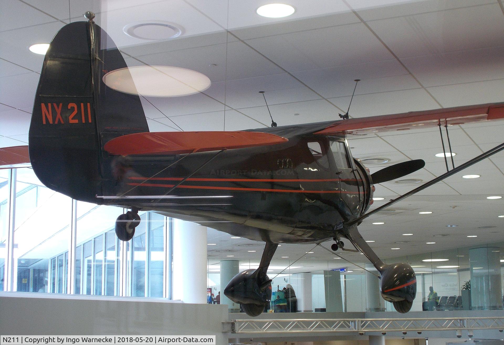 N211, 1935 Monocoupe D145 C/N D-125, Monocoupe D-145, once built for Charles Lindbergh, now preserved by the Missouri Historical Museum and displayed until June 2018 at  St. Louis Lambert International Airport, St. Louis county MO