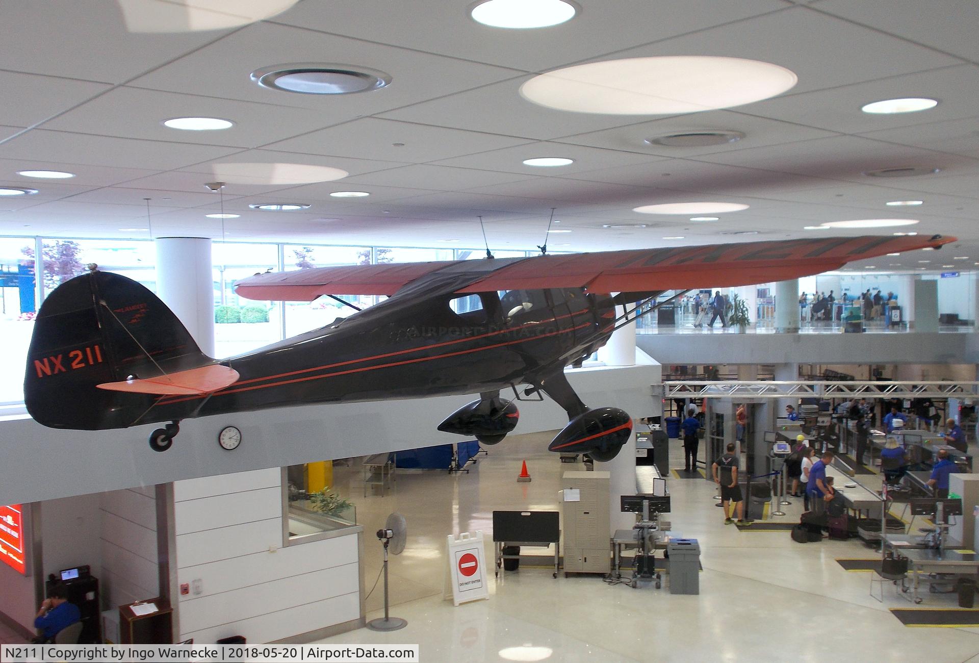 N211, 1935 Monocoupe D145 C/N D-125, Monocoupe D-145, once built for Charles Lindbergh, now preserved by the Missouri Historical Museum and displayed until June 2018 at  St. Louis Lambert International Airport, St. Louis county MO
