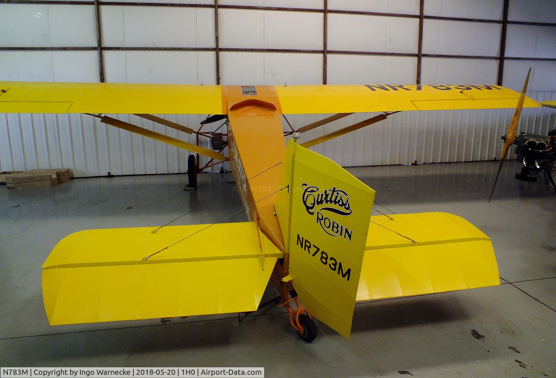 N783M, 1929 Curtiss-Wright Robin C/N 296, Curtiss-Wright Robin, re-engined with Lycoming R680, at the Aircraft Restoration Museum at Creve Coeur airfield, Maryland Heights MO