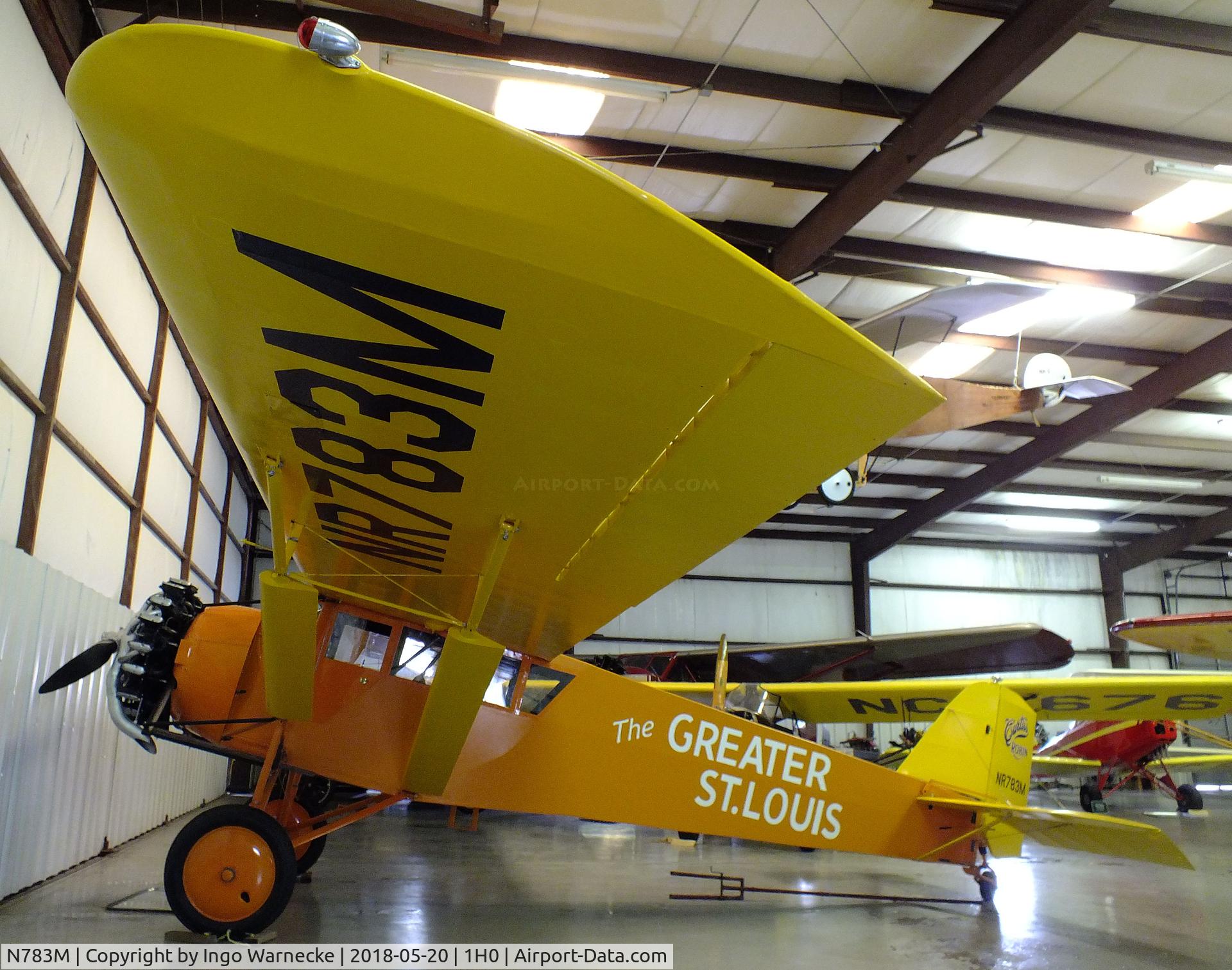 N783M, 1929 Curtiss-Wright Robin C/N 296, Curtiss-Wright Robin, re-engined with Lycoming R680, at the Aircraft Restoration Museum at Creve Coeur airfield, Maryland Heights MO