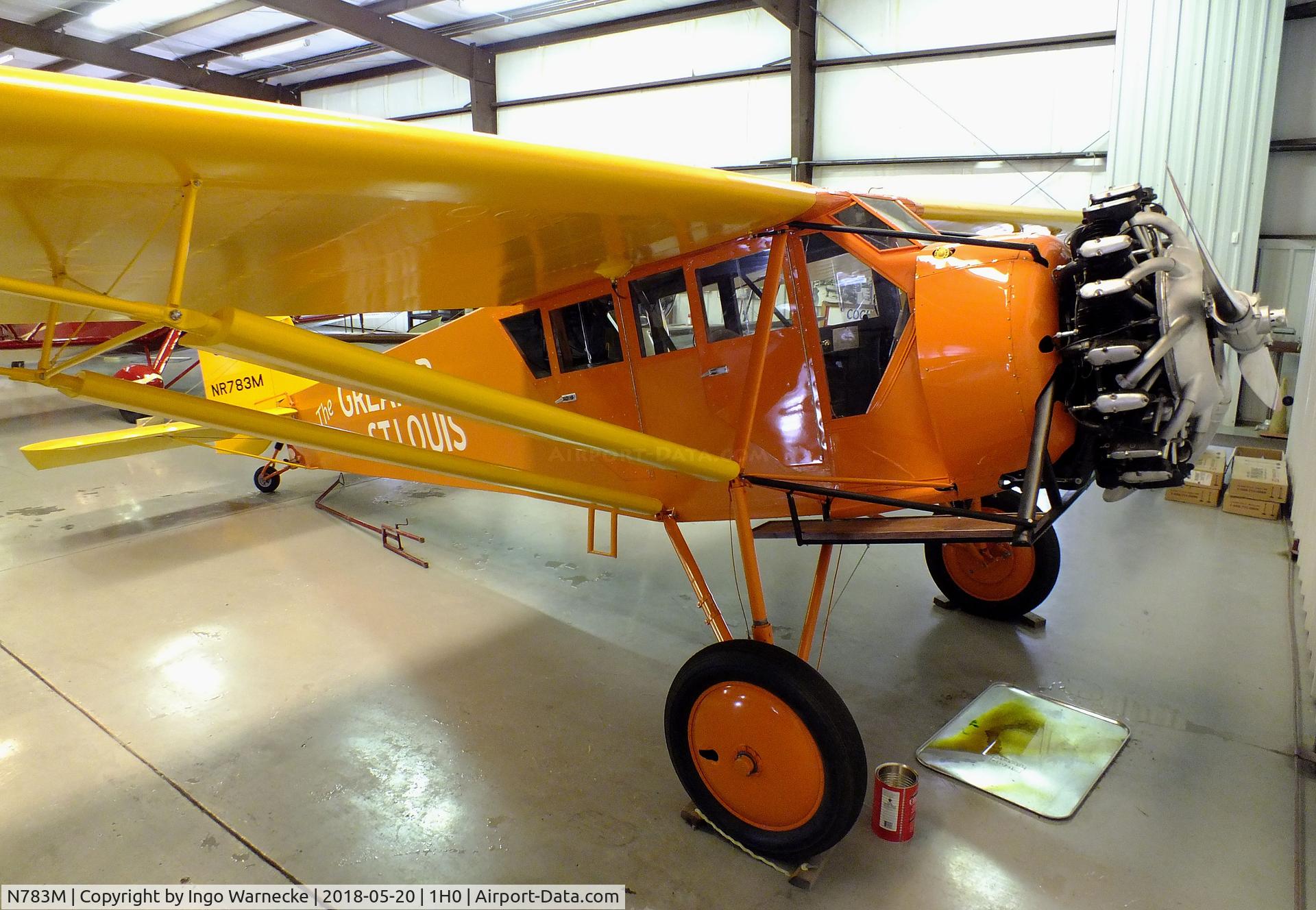N783M, 1929 Curtiss-Wright Robin C/N 296, Curtiss-Wright Robin, re-engined with Lycoming R680, at the Aircraft Restoration Museum at Creve Coeur airfield, Maryland Heights MO