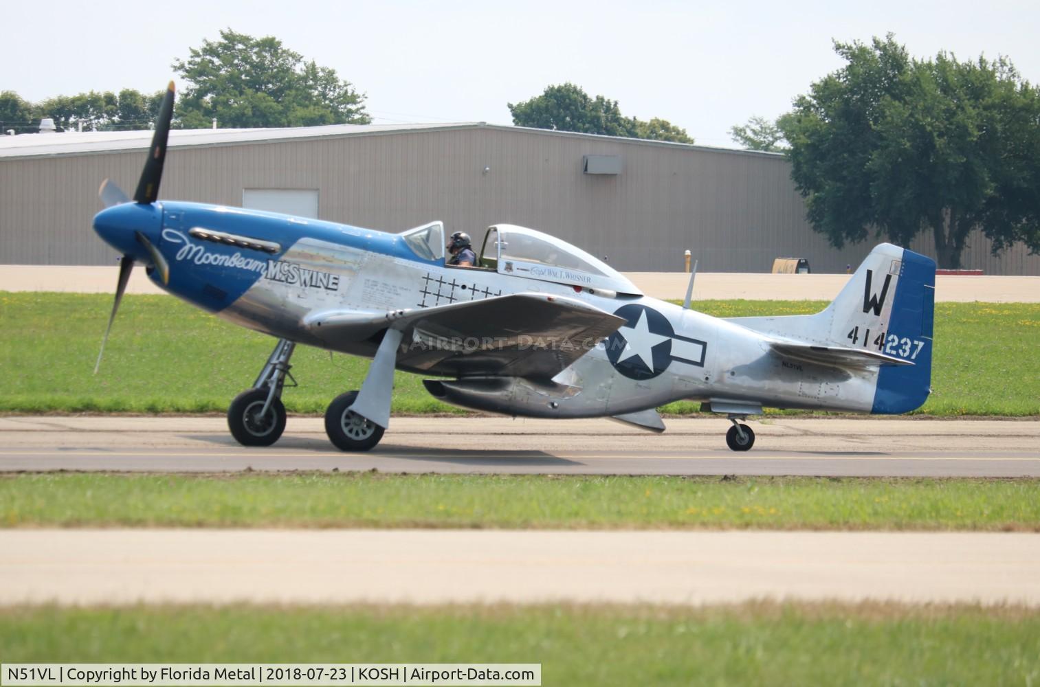 N51VL, 1944 North American F-51D Mustang C/N 122-40196, Air Venture 2018