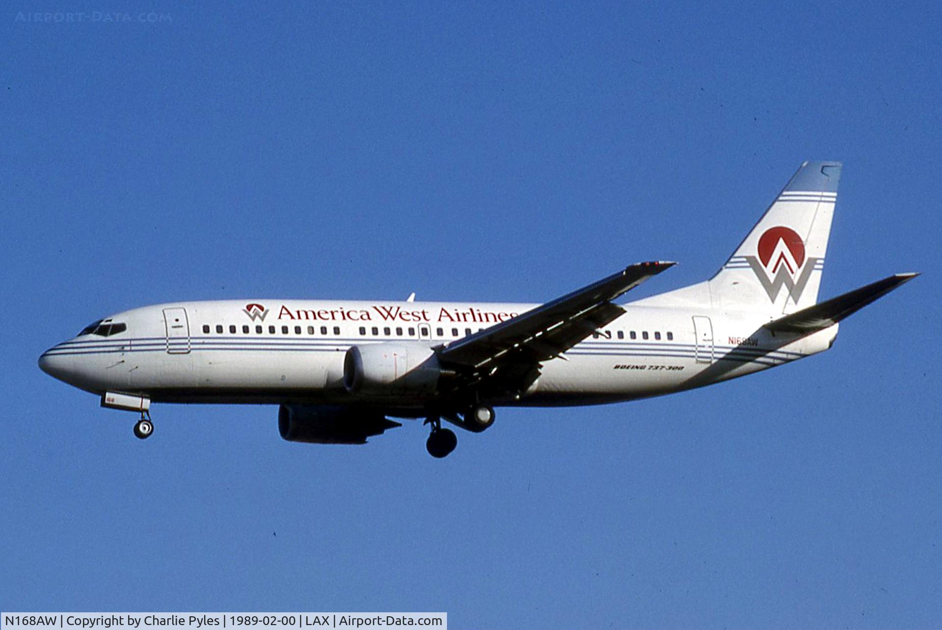 N168AW, 1986 Boeing 737-33A C/N 23629, Landing LAX